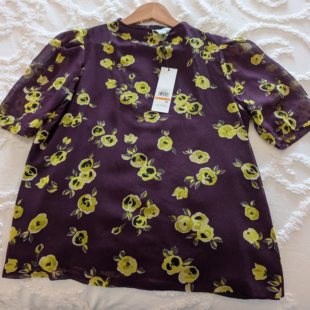 Calvin Klein Suit Seperate Floral Women's Top in Purple Size S NWT